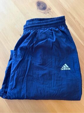 Vintage 90s Adidas Navy Blue Nylon Track Pants - Size XL